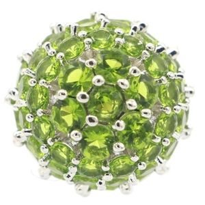 New size 6 peridot cz sterling silver dome ring